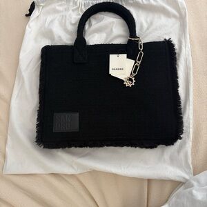 Sandro Elegant Black Fringed Tote new with tags